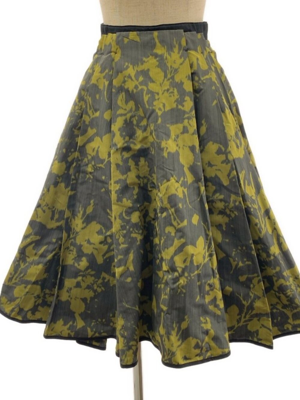 Louis Vuitton Silk Blend Tuck Long Skirt 34 Green